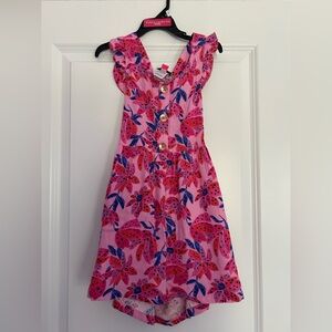 Vince Camuto Kids Viscose/ Linen Blend Vibrant Pink Floral Kids Dress